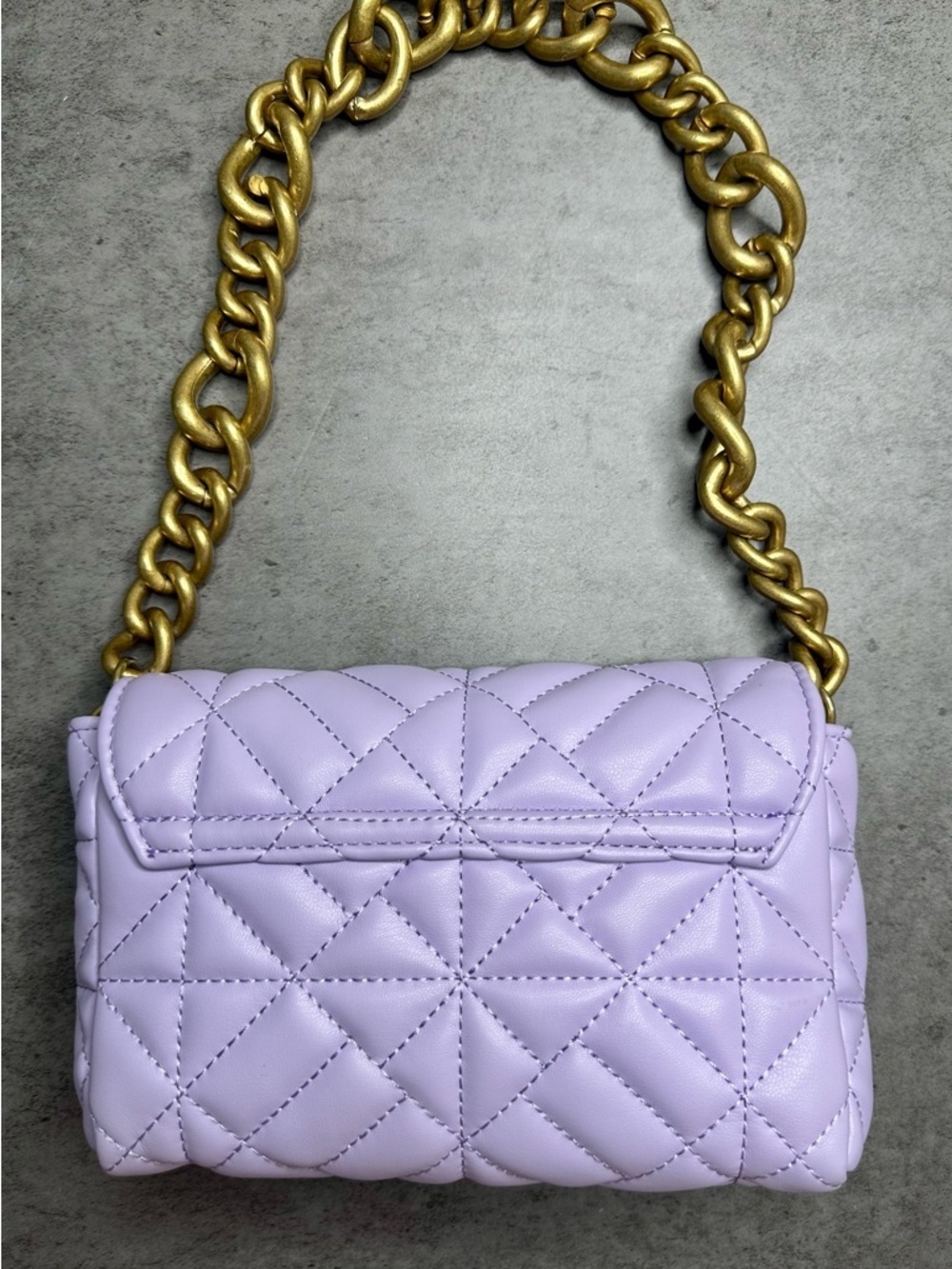 Zara Quilted Chain Shoulder Bag – Lavender – Gold Chain - Picture 3 of 4